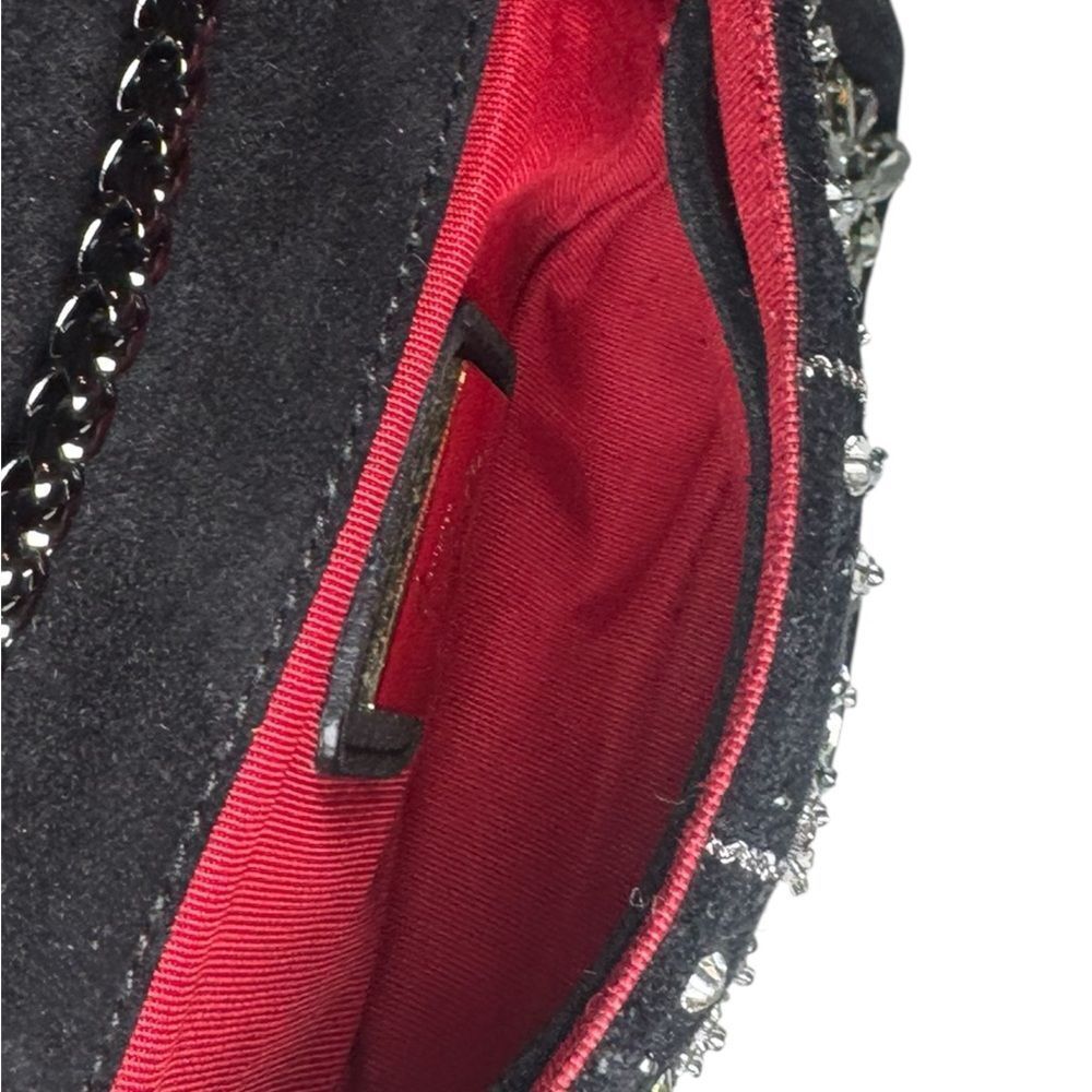 CHRISTIAN LOUBOUTIN Black Suede Sweet Charity Embellished Crossbody Evening Bag - Picture 14 of 15